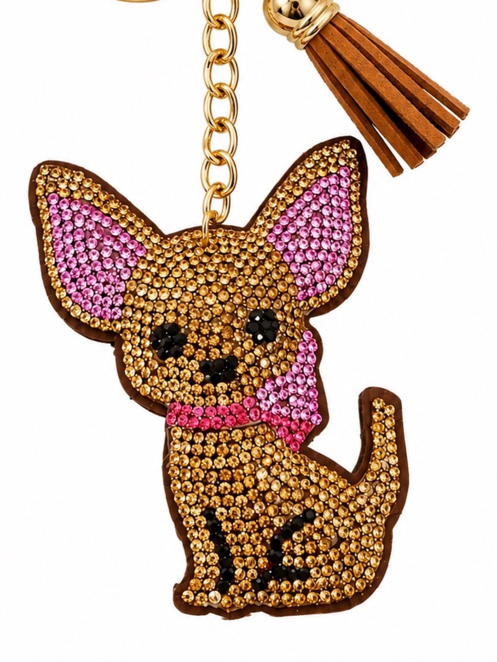 Rhinestone Chihuahua Dog Bag Charm keychain Purse charm - Picture 3 of 5